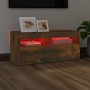 TV-Schrank mit LED-Leuchten, geräucherte Eiche, 90 x 35 x 40 cm von vidaXL, TV-Möbel - Ref: Foro24-815675, Preis: 62,88 €, Ra...