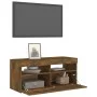 TV-Schrank mit LED-Leuchten, geräucherte Eiche, 90 x 35 x 40 cm von vidaXL, TV-Möbel - Ref: Foro24-815675, Preis: 61,90 €, Ra...
