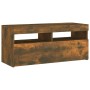 Mueble de TV con luces LED roble ahumado 90x35x40 cm de vidaXL, Muebles TV - Ref: Foro24-815675, Precio: 62,65 €, Descuento: %