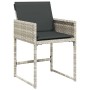 Set comedor jardín y cojines 13 pzas ratán sintético gris claro
