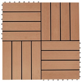 WPC porch tiles 30x30 cm 1 m² teak color 11 units by vidaXL, Floors and carpets - Ref: Foro24-45024, Price: 62,58 €, Discount: %