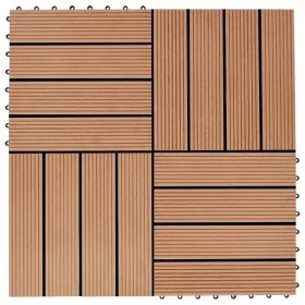 WPC porch tiles 30x30 cm 1 m² teak color 11 units by vidaXL, Floors and carpets - Ref: Foro24-45024, Price: 65,30 €, Discount: %