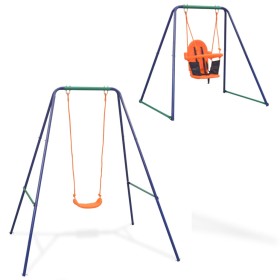 Single swing and children's swing 2 in 1 orange by vidaXL, Swings and seesaws - Ref: Foro24-91362, Price: 115,92 €, Discount: %