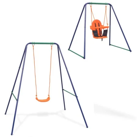 Single swing and children's swing 2 in 1 orange by vidaXL, Swings and seesaws - Ref: Foro24-91362, Price: 113,90 €, Discount: %
