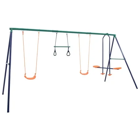 Swing set with gymnastics rings and 4 steel seats by vidaXL, Swings and play structures - Ref: Foro24-92315, Price: 219,65 €,...
