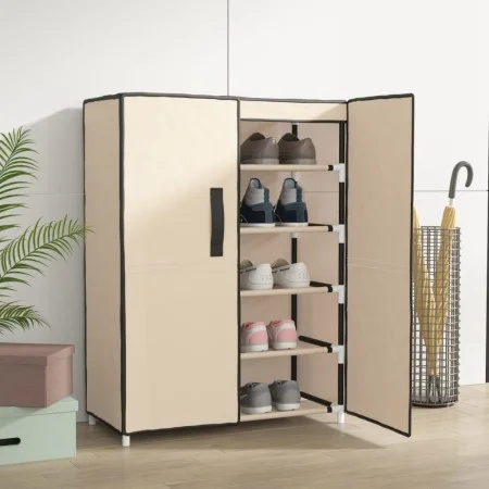 Cream fabric shoe cabinet 60x28x90 cm by vidaXL, Shoe racks and shoe organizers - Ref: Foro24-337263, Price: 37,40 €, Discoun...