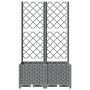 Jardinera con enrejado PP gris claro 80x40x136 cm