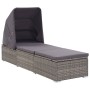 Sonnenliege mit Markise und Kissen synthetisches Rattangrau von vidaXL, Liegen - Ref: Foro24-46248, Preis: 189,30 €, Rabatt: %