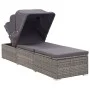 Sun lounger with canopy and gray synthetic rattan cushion by vidaXL, Loungers - Ref: Foro24-46248, Price: 229,83 €, Discount: %