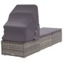 Sonnenliege mit Markise und Kissen synthetisches Rattangrau von vidaXL, Liegen - Ref: Foro24-46248, Preis: 189,30 €, Rabatt: %