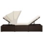 Sonnenliege mit Baldachin und braunem synthetischem Rattankissen von vidaXL, Liegen - Ref: Foro24-46247, Preis: 171,44 €, Rab...