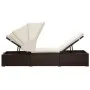 Sonnenliege mit Baldachin und braunem synthetischem Rattankissen von vidaXL, Liegen - Ref: Foro24-46247, Preis: 157,43 €, Rab...