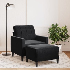 Sillón con taburete terciopelo negro 60 cm Sillón con taburete terciopelo negro 60 cm