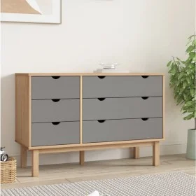 OTTA solid pine wood chest of drawers in brown and grey, 111x43x73.5 cm by vidaXL, Drawers - Ref: Foro24-348586, Price: 170,1...