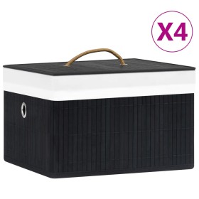 Bambus-Aufbewahrungsboxen 4 Einheiten schwarz von vidaXL, Aufbewahrungskörbe - Ref: Foro24-320769, Preis: 46,21 €, Rabatt: %