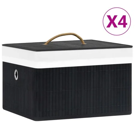 Bamboo storage boxes 4 units black by vidaXL, Storage baskets - Ref: Foro24-320769, Price: 45,36 €, Discount: %