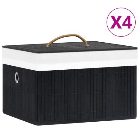 Cajas de almacenamiento de bambú 4 unidades negro de vidaXL, Cestas para almacenaje - Ref: Foro24-320769, Precio: 46,21 €, De...