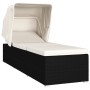 Sonnenliege mit Verdeck und cremefarbenem synthetischem Rattankissen von vidaXL, Liegen - Ref: Foro24-46246, Preis: 167,62 €,...
