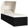Sonnenliege mit Verdeck und cremefarbenem synthetischem Rattankissen von vidaXL, Liegen - Ref: Foro24-46246, Preis: 159,51 €,...