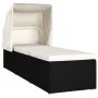 Sonnenliege mit Verdeck und cremefarbenem synthetischem Rattankissen von vidaXL, Liegen - Ref: Foro24-46246, Preis: 159,51 €,...