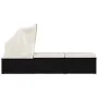 Tumbona con capota y cojín ratán sintético crema de vidaXL, Tumbonas - Ref: Foro24-46246, Precio: 159,51 €, Descuento: %