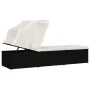 Tumbona con capota y cojín ratán sintético crema de vidaXL, Tumbonas - Ref: Foro24-46246, Precio: 159,51 €, Descuento: %