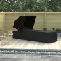 Sun lounger with black synthetic rattan canopy and cushion by vidaXL, Loungers - Ref: Foro24-46249, Price: 153,02 €, Discount: %