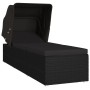 Sun lounger with black synthetic rattan canopy and cushion by vidaXL, Loungers - Ref: Foro24-46249, Price: 153,02 €, Discount: %