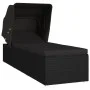 Sun lounger with black synthetic rattan canopy and cushion by vidaXL, Loungers - Ref: Foro24-46249, Price: 196,75 €, Discount: %