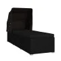 Tumbona con toldo y cojín de ratán sintético negro de vidaXL, Tumbonas - Ref: Foro24-46249, Precio: 196,03 €, Descuento: %