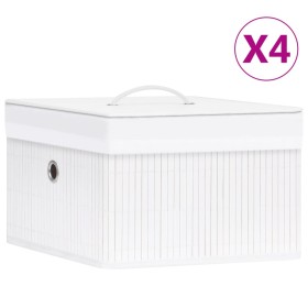 Bambus-Aufbewahrungsboxen 4 Einheiten weiß von vidaXL, Aufbewahrungskörbe - Ref: Foro24-320766, Preis: 52,78 €, Rabatt: %