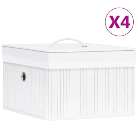 Cajas de almacenamiento de bambú 4 unidades blanco de vidaXL, Cestas para almacenaje - Ref: Foro24-320766, Precio: 51,63 €, D...