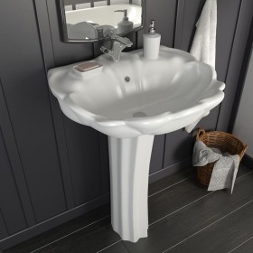 Lavabo de pie de cerámica blanco 580x510x200 mm de vidaXL, Lavabos - Ref: Foro24-143005, Precio: 177,46 €, Descuento: %