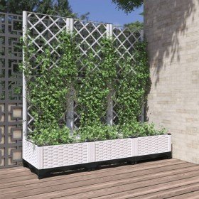 Jardinera de jardín con enrejado blanco 120x40x121,5 cm PP Jardinera con enrejado PP blanco 120x40x121,5 cm