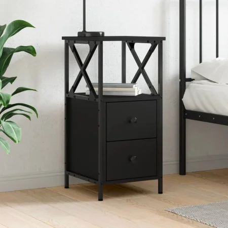 Mesita de noche madera contrachapada negra 34x35,5x70 cm de vidaXL, Mesitas de noche - Ref: Foro24-825943, Precio: 58,00 €, D...