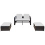 4-teiliges Gartenmöbel-Set und braune synthetische Rattankissen von vidaXL, Gartensets - Ref: Foro24-40736, Preis: 332,24 €, ...