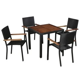 Garden dining set 5 pieces synthetic rattan and black acacia wood by vidaXL, Garden sets - Ref: Foro24-43934, Price: 332,75 €...