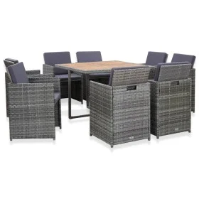 9-piece garden dining set and gray synthetic rattan cushions by vidaXL, Garden sets - Ref: Foro24-46377, Price: 674,79 €, Dis...