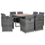 Set comedor de jardín 9 piezas y cojines ratán sintético gris de vidaXL, Conjuntos de jardín - Ref: Foro24-46377, Precio: 674...