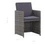 Set comedor de jardín 9 piezas y cojines ratán sintético gris de vidaXL, Conjuntos de jardín - Ref: Foro24-46377, Precio: 674...