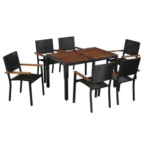 Garden dining set 7 pieces synthetic rattan and black acacia wood by vidaXL, Garden sets - Ref: Foro24-43935, Price: 436,13 €...