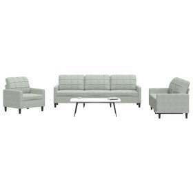 Juego de sofás con cojines 4 piezas terciopelo gris claro Juego de sofás con cojines 4 piezas terciopelo gris claro