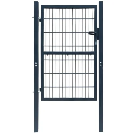Puerta de valla de acero gris antracita 106x248 cm de vidaXL, Puertas de jardín - Ref: Foro24-142027, Precio: 241,64 €, Descu...