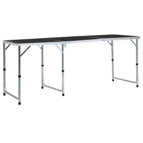 Folding aluminum camping table, gray, 180x60 cm by vidaXL, camping furniture - Ref: Foro24-48175, Price: 85,29 €, Discount: %