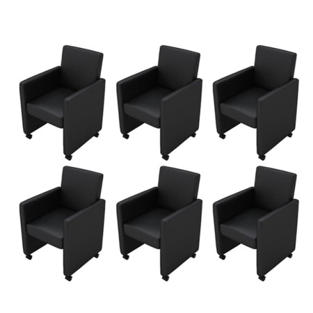 Sillas de comedor 6 unidades cuero sintético negro de vidaXL, Sillas de comedor - Ref: Foro24-160184, Precio: 898,49 €, Descu...