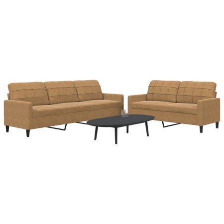 Juego de sofás con cojines 2 piezas terciopelo marrón en Sofás | Comprar online en Foro24