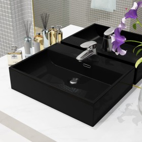 Black ceramic sink with tap hole 51.5x38.5x15 cm by vidaXL, Sinks - Ref: Foro24-142741, Price: 117,98 €, Discount: %