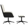 Silla de relax con taburete terciopelo y PVC crema
