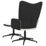 Silla de relax con taburete terciopelo y PVC crema