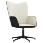 Silla de relax con taburete terciopelo y PVC crema